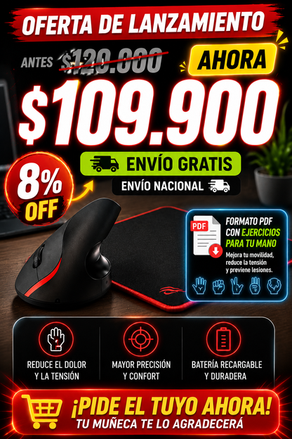 Mouse Ergonómico Vertical Inalámbrico
